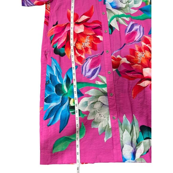 Maeve Anthropolgie Tunic Button-Down Floral Shirt Pink Womens Size S - Picture 7 of 10